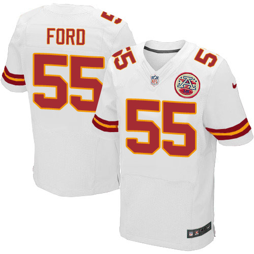 Men's Elite Dee Ford Nike Jersey White Road - #55 NFL Kansas City Chiefs